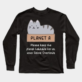 Gray Cat - Habitable Planet (Black) Long Sleeve T-Shirt